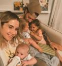 <p>The Florida Georgia Line musician and his wife cuddled up at home in Nashville with their three kids: daughter Olivia, 3, and sons Luca, 1, and Atlas, 6 months. "Nothing like coming home to this bunch of smiling faces and these snuggles," Hayley captioned <a href="https://www.instagram.com/p/CNz9jtuj2nW/" rel="nofollow noopener" target="_blank" data-ylk="slk:the photo;elm:context_link;itc:0;sec:content-canvas" class="link ">the photo</a>. </p>