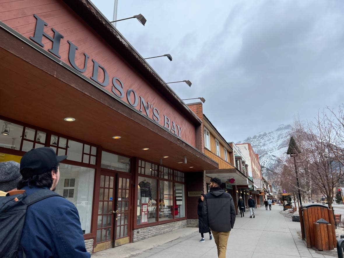 The Bay department store on Banff Avenue will be closing its doors this summer.  (Helen Pike/CBC - image credit)