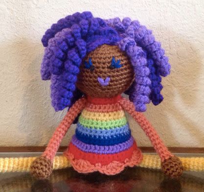 The <a href="https://www.etsy.com/shop/LeenGreenBean?ref=l2-shopheader-name" target="_blank">LeenGreenBean</a>&nbsp;Etsy shop has an array of adorable crocheted natural hair dolls, including this rainbow version. They're made to order, so you can get this doll in any colors you choose. <a href="https://www.etsy.com/listing/291474173/crochet-african-doll-in-rainbow-colors?ref=shop_home_feat_3" target="_blank">Buy here</a> for $60.