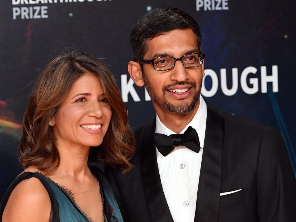 Sundar Pichai and wife Anjali Pichai