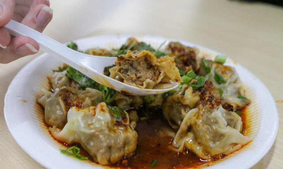 Hong Peng La Mian Xiao Long Bao - Chilli Oil Dumpling cross-section