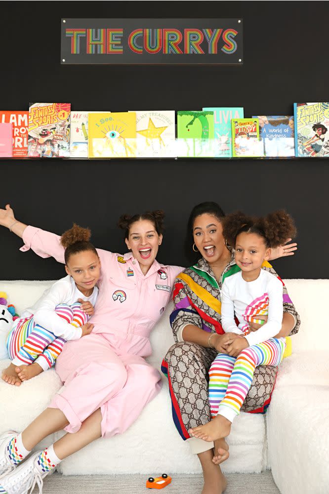 Ayesha Curry with her daughters and designer Amirah Kassem | Flour Shop x Pottery Barn