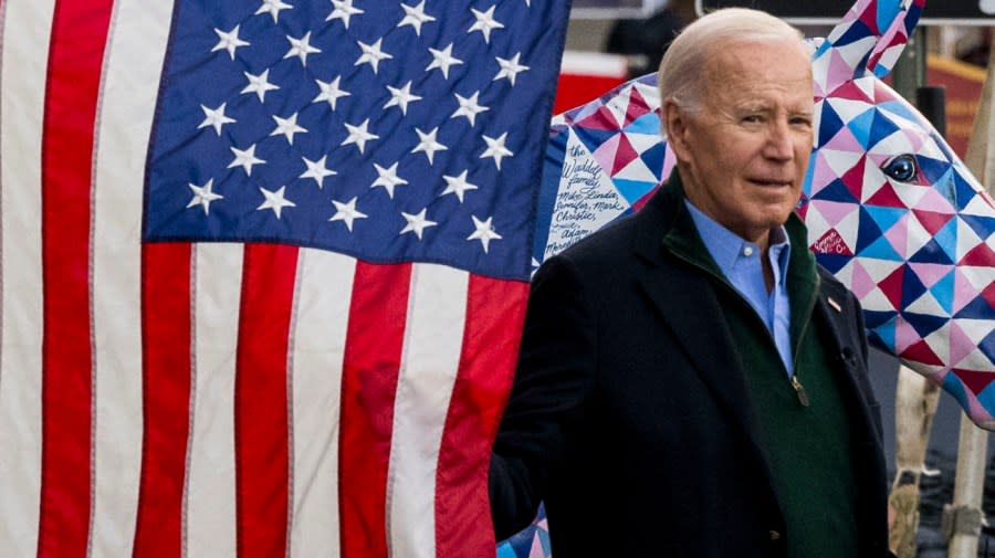 President Joe Biden visits on Jan. 12, 2024, with owners and staff of Emmaus Run Inn in Emmaus, Pennsylvania.