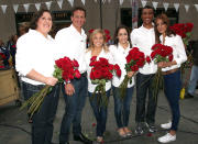 (L-R) Sarah Robles, Ryan Lochte, Shawn Johnson, Jordyn Wieber, Ashton Eaton and Diana Lopez attend NBC TODAY Show on May 8, 2012 in New York City. (Photo by Paul Zimmerman/Getty Images for P&G)