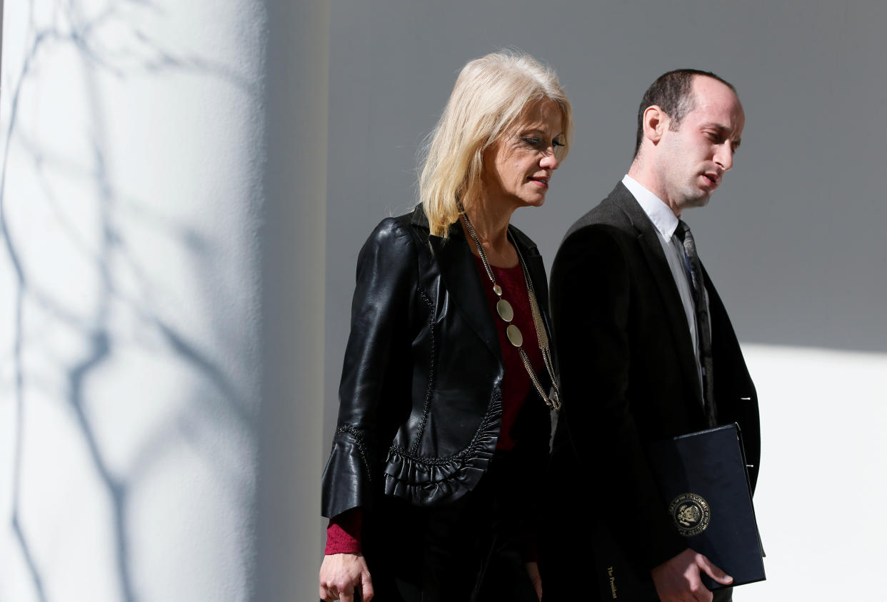 Kellyanne Conway and Stephen Miller