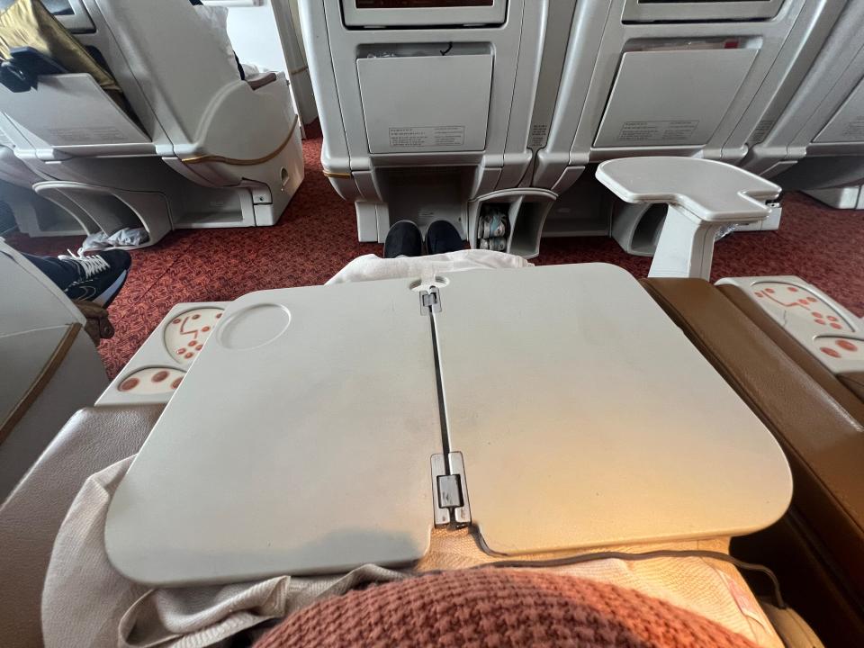 The tray table on Air India.