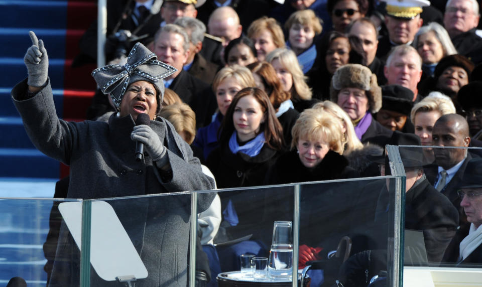 Franklin performed at President Barack Obama’s Presidential Inauguration Ceremony in 2009. (REX/Shutterstock)