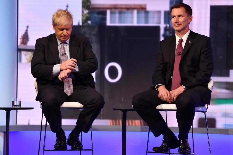 Boris Johnson and Jeremy Hunt appear on BBC's TV debate with candidates vying to replace Theresa May (REUTERS)