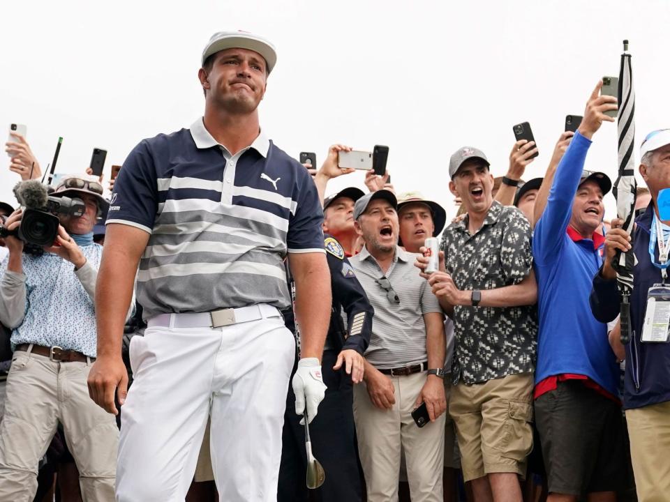 Bryson DeChambeau plays a shot at the 13th hole of the 2021 US Open.