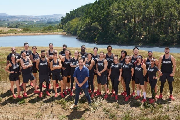 Back row, L-R: Kefla Hare, Adam Larson, Janelle Casanave, Ace Amerson, Brad Fiorenza, Tyrie Ballard-Brown, Laurel Stucky, Leroy Garrett, Kam Williams, Derek Chavez, Steve Meinke, Tony Raines Front row, L-R: Averey Tressler, Ryan Kehoe, Brandon Nelson, Rachel Robinson, Flora Alekseyeva, Nicole Zanatta, Ayanna Mackins, Jay Mitchell, Veronica Portillo, Tina Barta, Cara Maria Sorbello, Jasmine Reynaud in "The Challenge: All Stars," Season Four. - Credit: Jonne Roriz/Paramount+