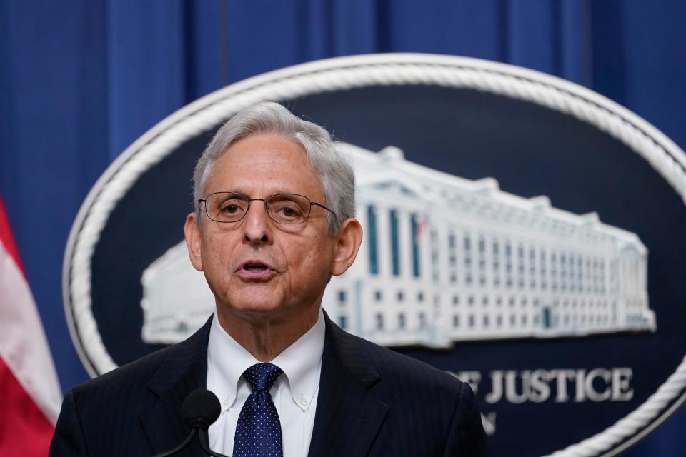 Attorney General Merrick Garland speaks at the Justice Department Thursday, Aug. 11, 2022, in Washington.