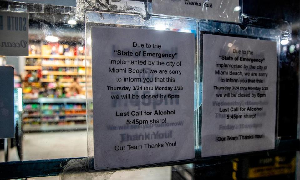 Ocean 9 liquor store was closed at 6 PM, on Saturday, March 26, 2022, due to a “state of emergency” imposed by the City of Miami Beach that also enforced a midnight curfew for the South Beach area, due to two shootings in Miami Beach the weekend before.