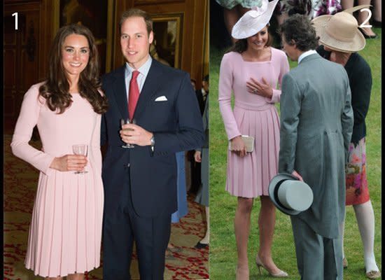 LOOK 1: Sovereign Monarchs Jubilee Lunch in Kensington, May 18, 2012    LOOK 2: Diamond Jubilee Party at Buckingham Palace, May 26, 2012     (Getty photos) 