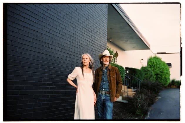 Gillian Welch and David Rawlings in front of Woodland Studios in East Nashville: the building played a major role in the folk duo's new album. - Credit: Alysse Gafken*