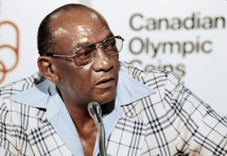 Jesse Owens, winner of four gold medals in the 1936 Berlin Olympic Games, pictured at a press conference during the 1972 Munich Olympics