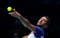 Tennis - ATP World Tour Finals - The O2 Arena, London, Britain - November 14, 2017 Croatia's Marin Cilic in action during his group stage match against USA’s Jack Sock REUTERS/Hannah McKay