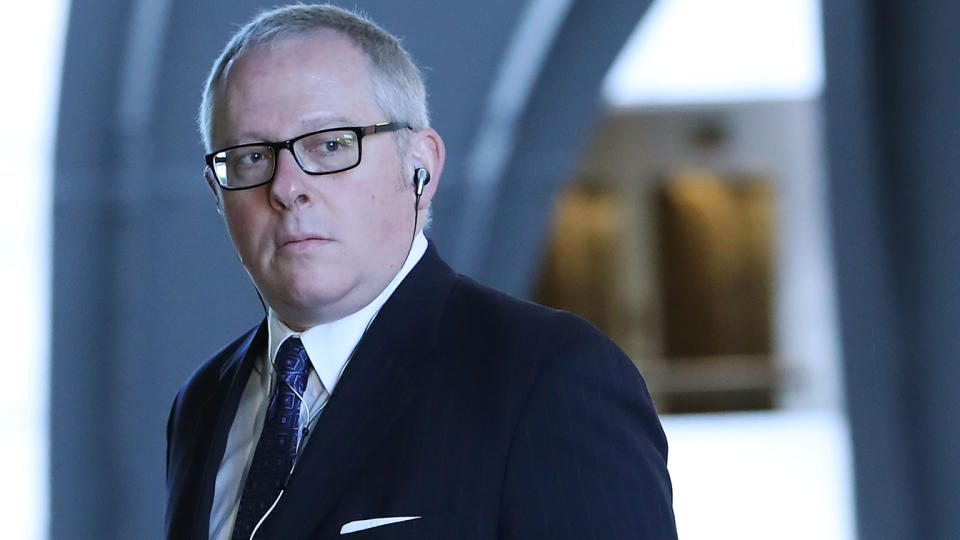 Former Trump campaign official Michael Caputo arrives at the Hart Senate Office building to be interviewed by Senate Intelligence Committee staffers, on May 1, 2018 in Washington, DC. (Mark Wilson/Getty Images)