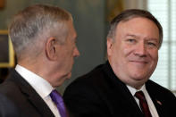 U.S. Defense Secretary James Mattis and Secretary of State Mike Pompeo attend the second U.S.-China Diplomatic and Security Dialogue at the State Department in Washington, U.S., November 9, 2018. REUTERS/Yuri Gripas