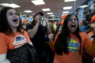 <p>Demonstrators protest at Sen. Dean Heller’s, R-Nev., office in support of the Deferred Action for Childhood Arrivals (DACA), and Temporary Protected Status (TPS), programs on Capitol Hill Tuesday, Jan. 16, 2018, in Washington. (Photo: Jose Luis Magana/AP) </p>