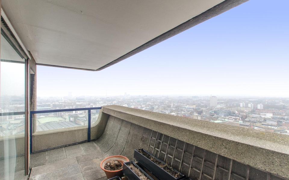 A balcony view from a four-bed flat on the 30th floor of Lauderdale Tower, priced £1.75m