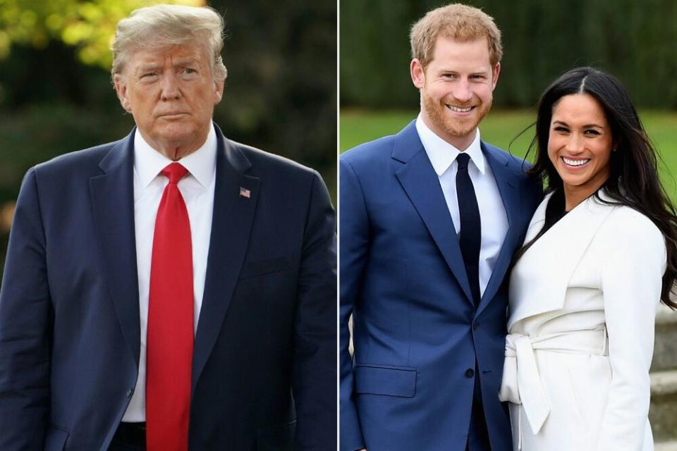 From left: President Donald Trump, Prince Harry and Meghan Markle | MANDEL NGAN/AFP via Getty; Samir Hussein/WireImage