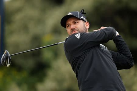 British Open - Spain's Sergio Garcia watches his tee shot on the first hole during the third round - Royal Troon, Scotland, Britain - 16/07/2016. REUTERS/Paul Childs