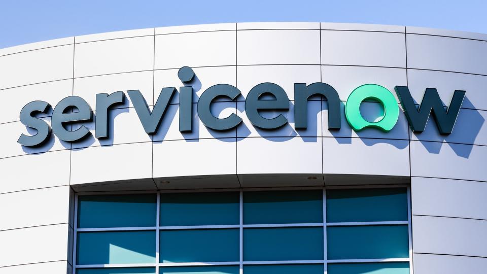 September 6, 2019 Santa Clara / CA / USA - Close up of ServiceNow logo at their headquarters in Silicon Valley; ServiceNow, Inc.
