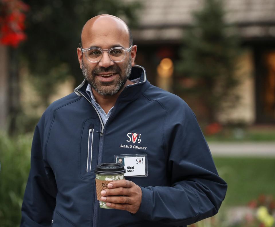 Niraj Shah, chief executive officer of Wayfair, attends the annual Allen & Company Sun Valley Conference, July 10, 2019 in Sun Valley, Idaho.