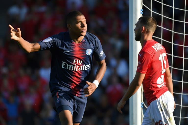 Kylian Mbappe scored PSG's third goal before he saw red