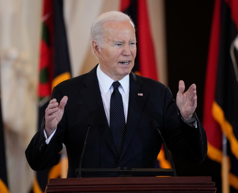 May 7, 2024, Washington, D.C., USA - President Joe Biden at the U.S. Holocaust Memorial Museum’s Days of Remembrance ceremony at the U.S. Capitol in Washington on Tuesday, May 7, 2024. Mandatory Credit: Jack Gruber-USA TODAY ORG XMIT: USAT-879791 (Via OlyDrop)