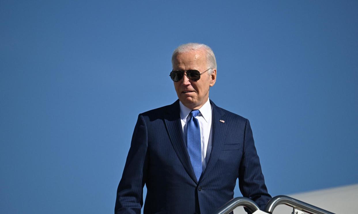<span>Joe Biden has recently switched his messaging from boasting about job creation to action on junk fees and accusing corporations of ‘price gouging’.</span><span>Photograph: Jim Watson/AFP/Getty Images</span>
