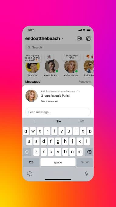 You can now share music on Instagram Notes, plus view translations