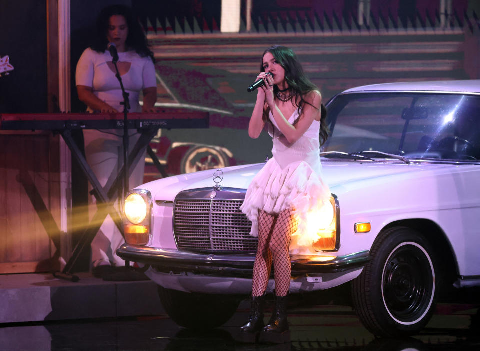 Grammys 2022: Olivia Rodrigo performs during the 64th Annual Grammy Awards show at the MGM Grand Garden Arena in Las Vegas, Nevada, U.S., April 3, 2022. 