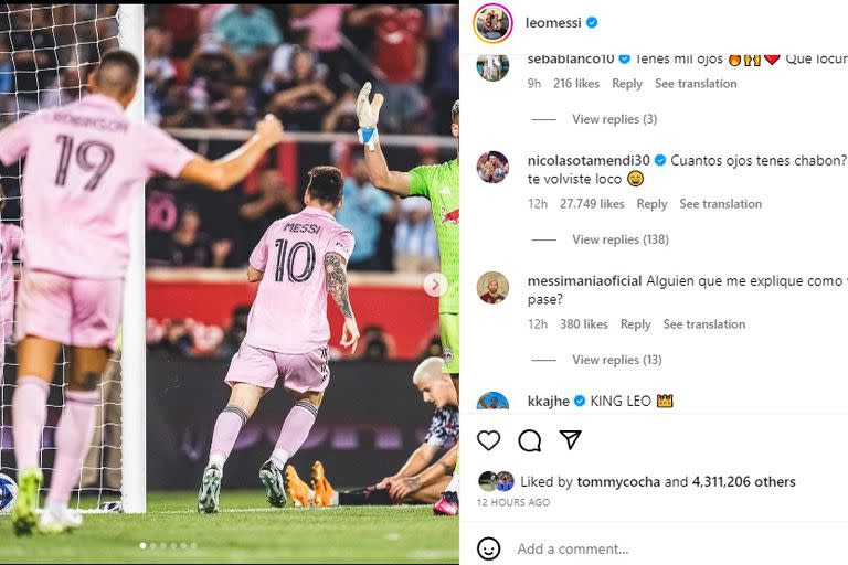 El posteo de Messi en Instagram y el comentario de Nicolás Otamendi