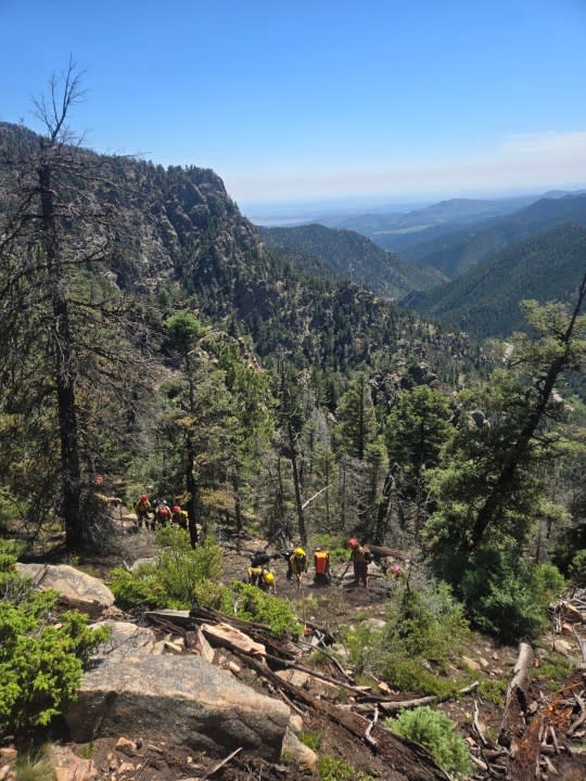 Crews working on the Lead Mountain Fire. Courtesy: US Forest Service Pike & San Isabel