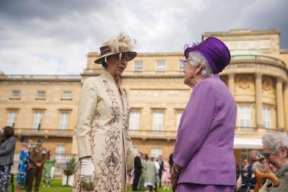 The Princess Royal greeted beneficiaries and representatives of The Not Forgotten Association at a garden party at Buckingham Palace (Victoria Jones/PA) (PA Wire)