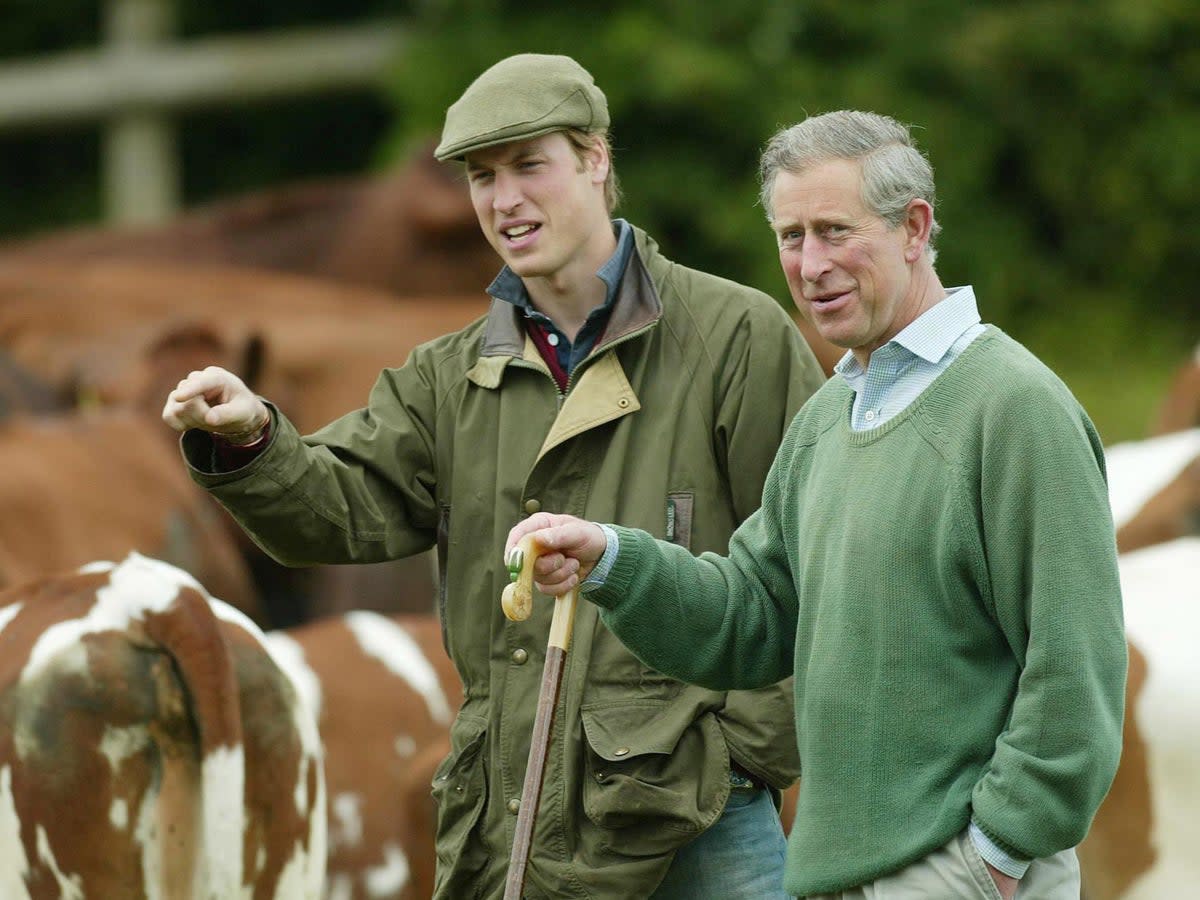 Prince William and Prince Charles at Home Farm in Gloucestershire (PA)