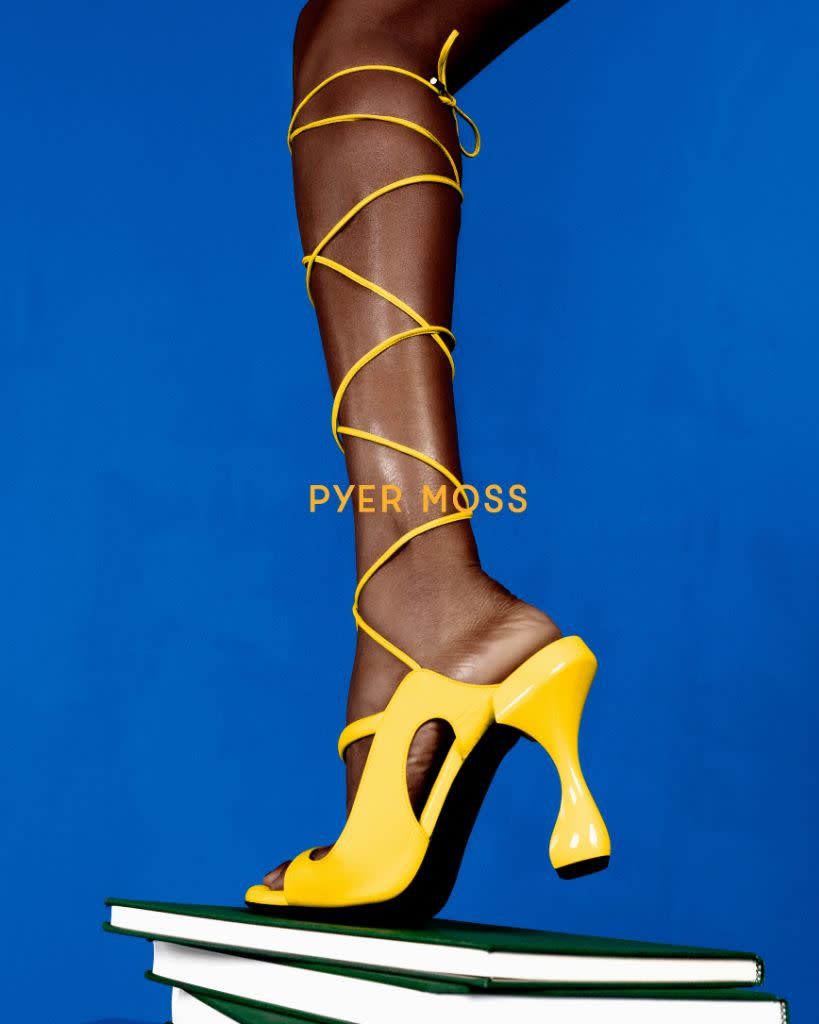 The Pyer Moss Breaker sandal, a lace-up style with a fluted heel. - Credit: Shikeith/Courtesy of Pyer Moss