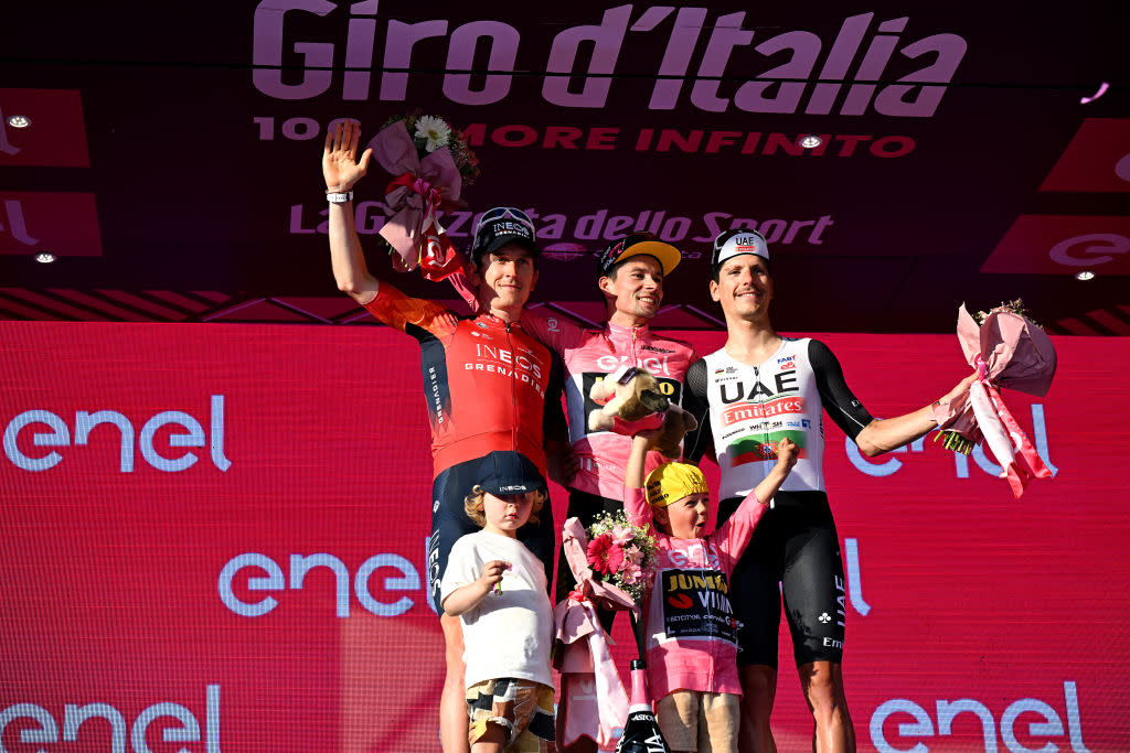  Final GC podium of the 2023 Giro d'Italia 