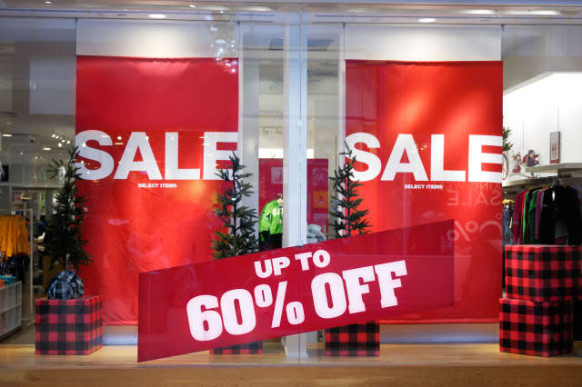 Store sale in a shopping mall on a Boxing Day in Toronto, Canada.