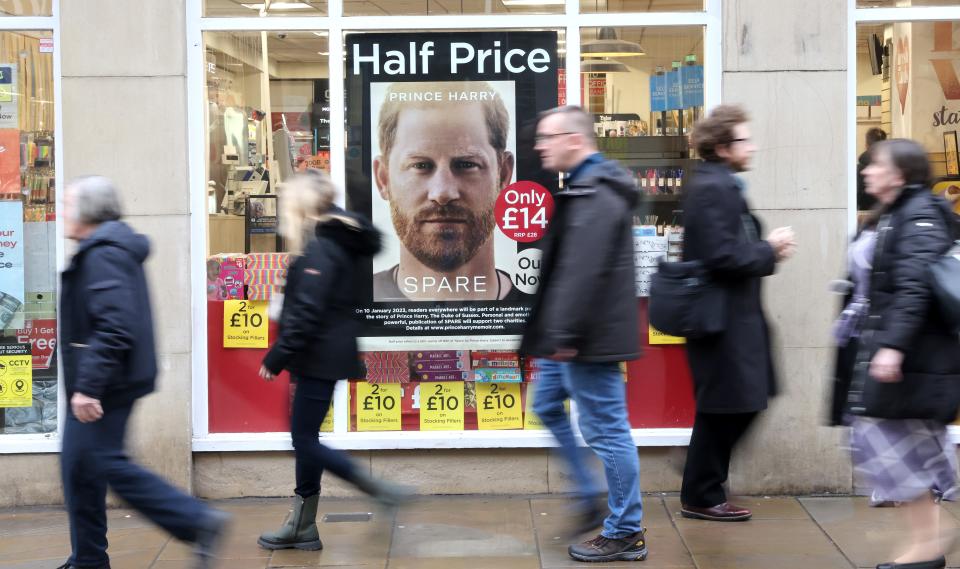 Copies of Prince Harry's new book 'Spare' on sale in a bookshop in Richmond, London on January 10, 2023 in London, England. Prince Harry's memoir "Spare", released on Tuesday, is already No 1 in the Amazon bestseller charts and one of the biggest pre-order titles for high-street retailers.