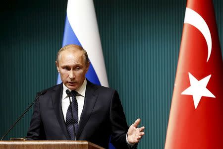 Russian President Vladimir Putin attends a news conference at the Presidential Palace in Ankara, Turkey in this December 1, 2014 file photo. REUTERS/Umit Bektas/Files