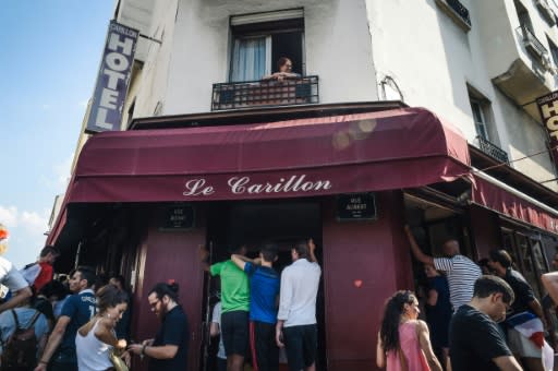 People packed into Le Carillon to watch Sunday's World Cup final