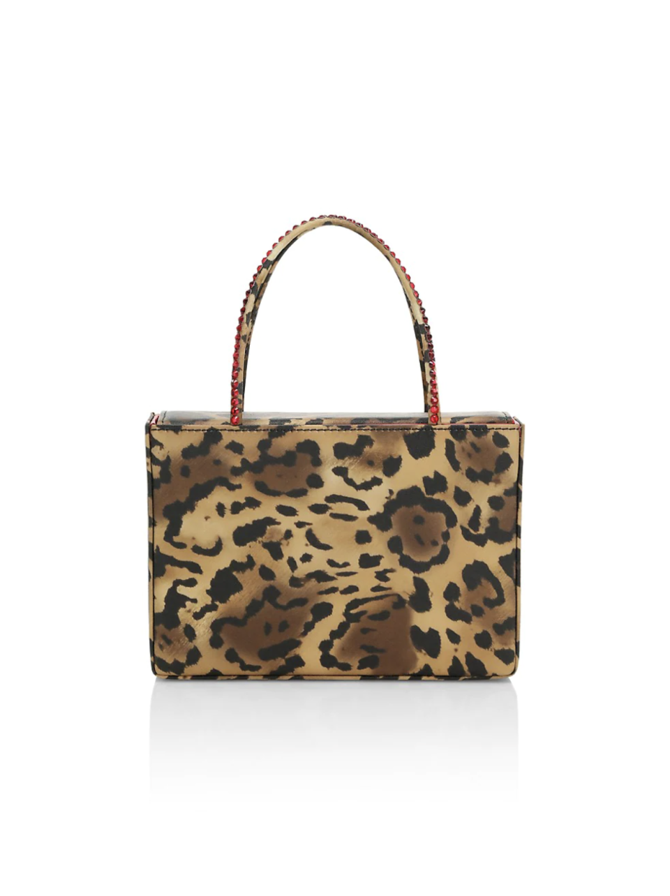 12) Amini Gilda Crystal-Embellished Leopard Print Satin Box Bag
