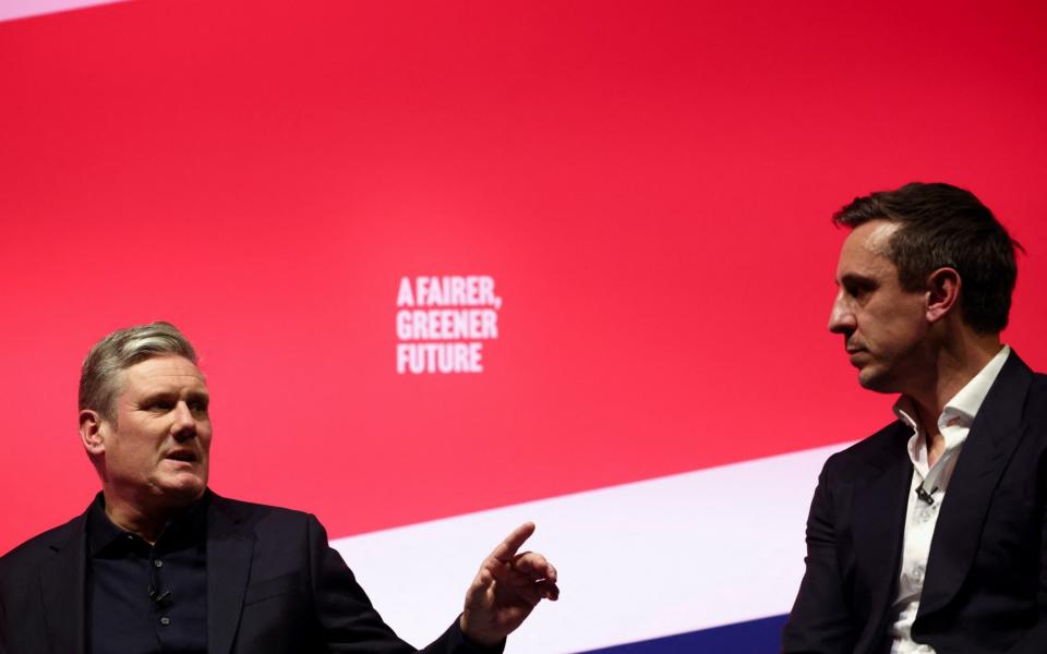 Keir Starmer appeared alongside Gary Neville at Labour conference on Monday afternoon - Henry Nicholls/Reuters