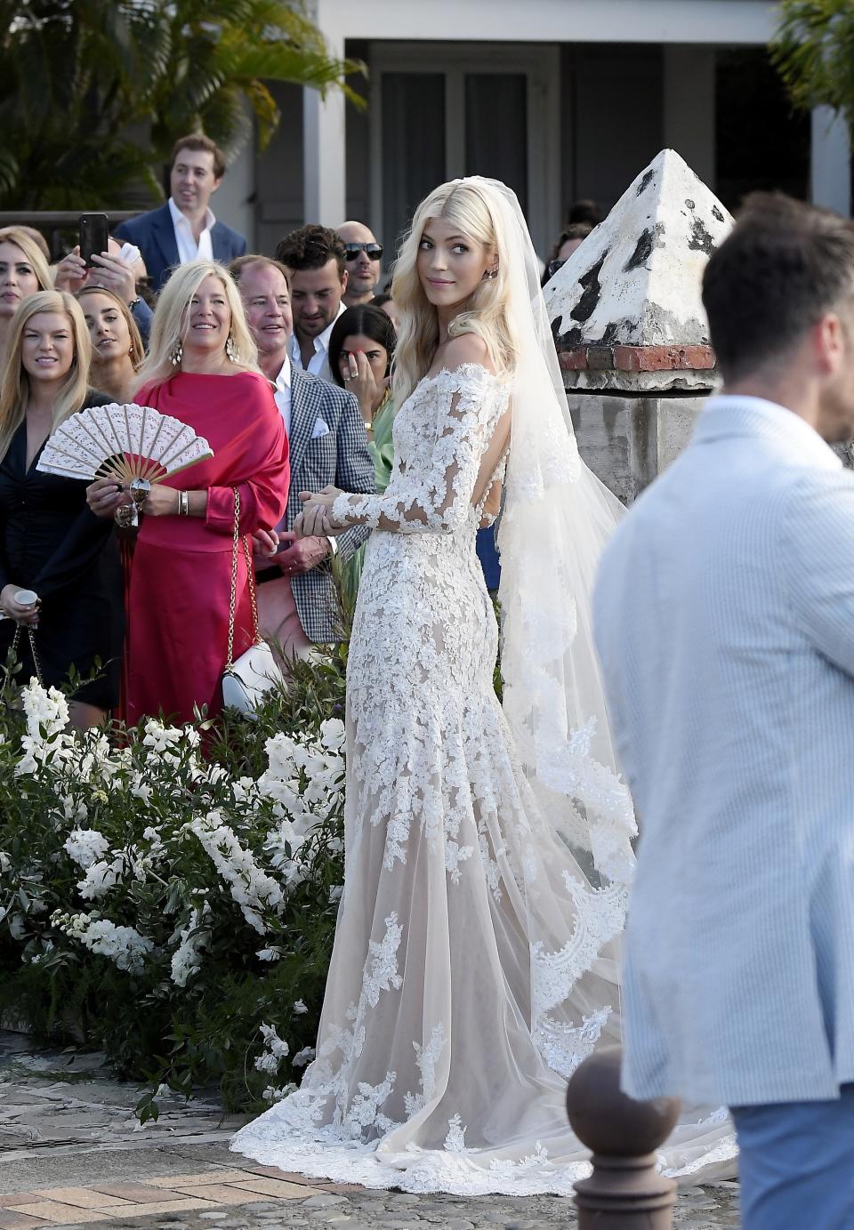  Devon Windsor seen heading to the church in St Barts where she will marry her longtime love Johnny Dex Barbara.