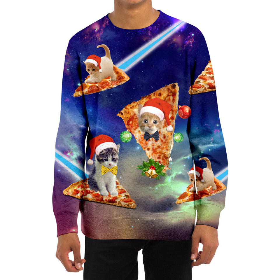 Cats are great. Christmas is great. Pizza is great. Mix them all together randomly on <a href="https://www.shweeet.com/collections/ugly-christmas-sweater/products/christmas-cat-pizza-ugly-christmas-sweater" target="_blank">a shiny, shiny sweatshirt?</a> Definitely ugly.<a href="https://www.shweeet.com/collections/ugly-christmas-sweater/products/christmas-cat-pizza-ugly-christmas-sweater"><br /><br /></a>