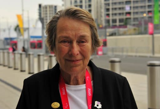 Eva Loeffler, Mayor of the Paralympic Village, pictured outside the Olympic Park in east London. When Loeffler volunteered as a ball girl during a rudimentary wheelchair sports tournament for World War II veterans in 1948, she had no idea the contest would grow into the Paralympic Games