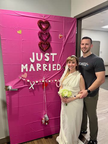 <p>Saint Luke's East Hospital</p> Hospital staff helped decorate for Sara and Brandon Perry's wedding