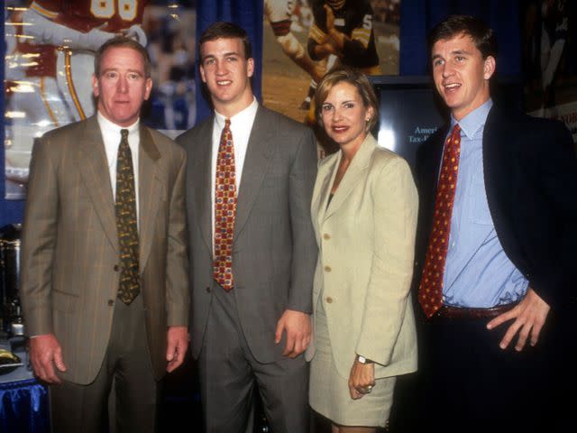 <p>Al Pereira/Michael Ochs Archives/Getty</p> Archie Manning, Peyton Manning, Olivia Manning, and Eli Manning at the 1998 National Football League Draft on April 18, 1998 in New York City.